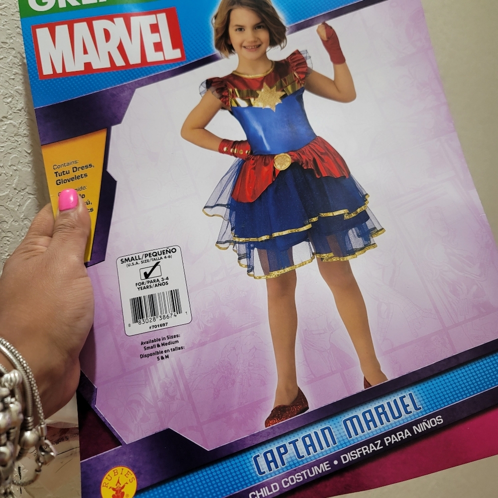 Marvel Captain Maruel Girls Halloween Costume Size S 4-6